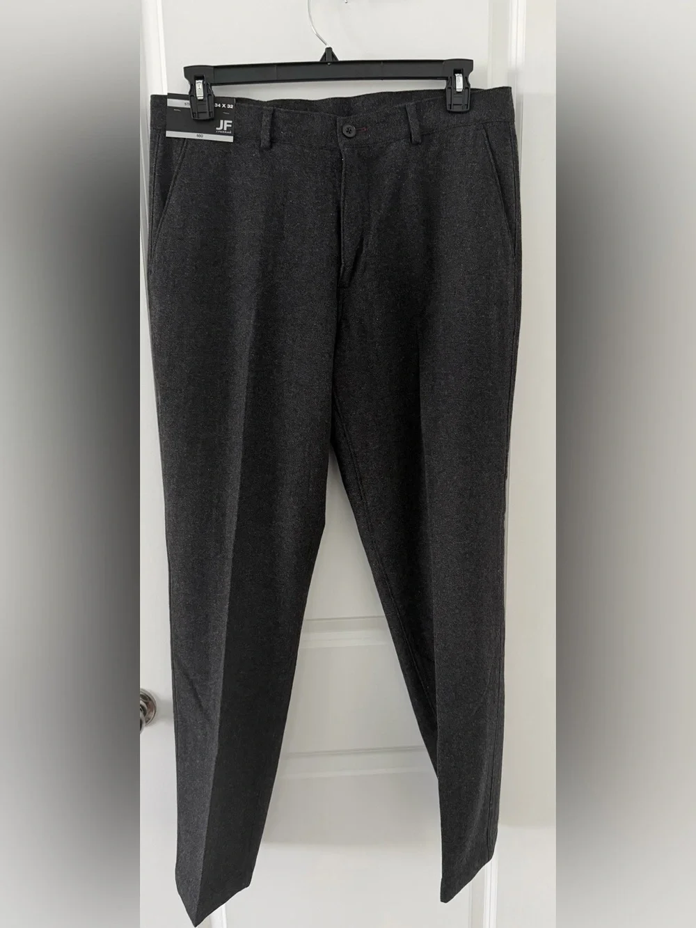 JF J.Ferrar Men's Charcoal Tweed Wool Blend Straight Dress Pants Size 34x32 NWT